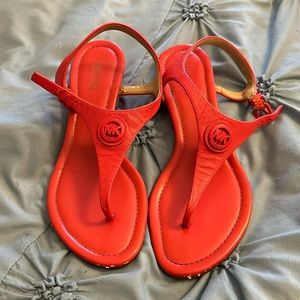 Red leather sandals